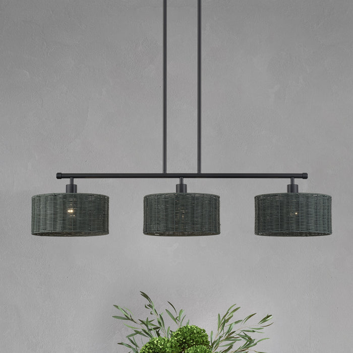 Livex Lighting - 60554-04 - Three Light Linear Chandelier - Weavington - Black