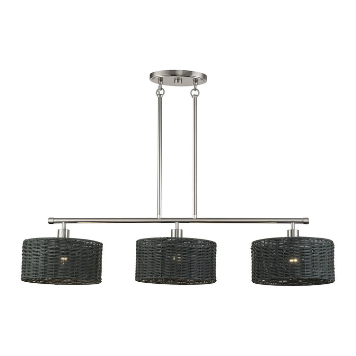 Livex Lighting - 60554-91 - Three Light Linear Chandelier - Weavington - Brushed Nickel