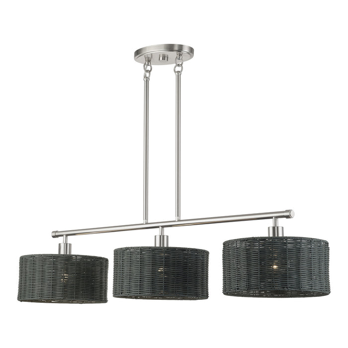 Livex Lighting - 60554-91 - Three Light Linear Chandelier - Weavington - Brushed Nickel