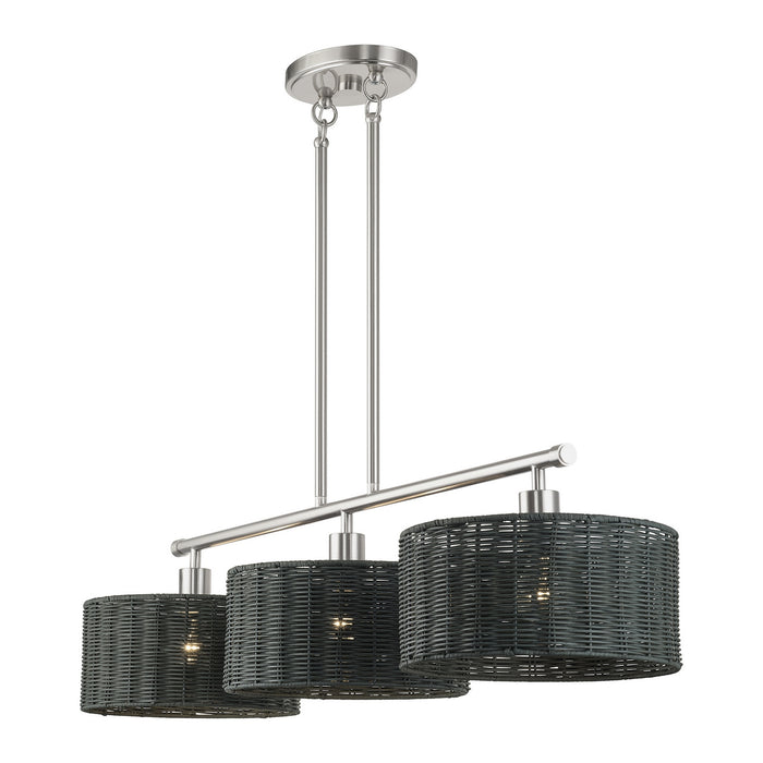 Livex Lighting - 60554-91 - Three Light Linear Chandelier - Weavington - Brushed Nickel