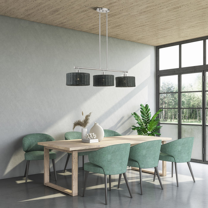 Livex Lighting - 60554-91 - Three Light Linear Chandelier - Weavington - Brushed Nickel