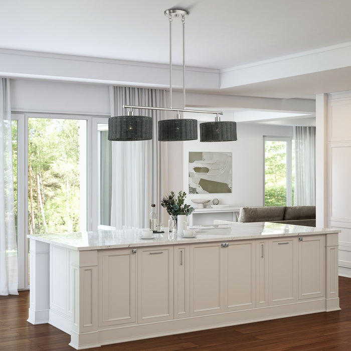 Livex Lighting - 60554-91 - Three Light Linear Chandelier - Weavington - Brushed Nickel