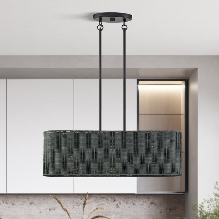 Livex Lighting - 60555-04 - Three Light Linear Chandelier - Weavington - Black