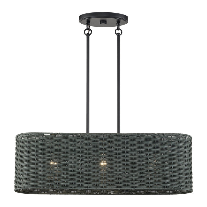 Livex Lighting - 60555-04 - Three Light Linear Chandelier - Weavington - Black