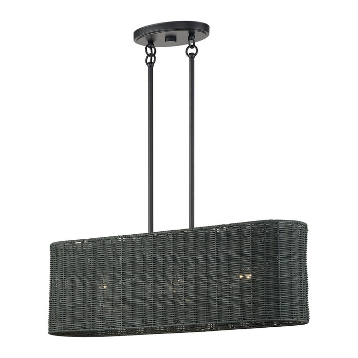 Livex Lighting - 60555-04 - Three Light Linear Chandelier - Weavington - Black