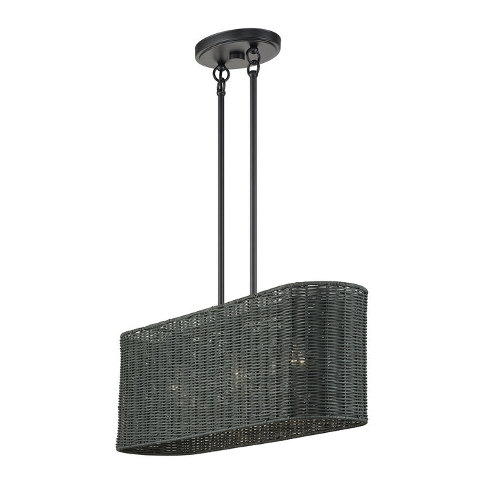 Livex Lighting - 60555-04 - Three Light Linear Chandelier - Weavington - Black