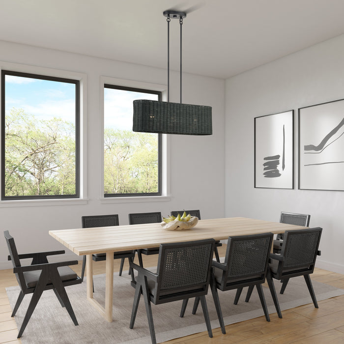 Livex Lighting - 60555-04 - Three Light Linear Chandelier - Weavington - Black