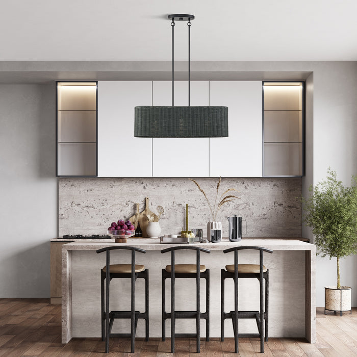 Livex Lighting - 60555-04 - Three Light Linear Chandelier - Weavington - Black