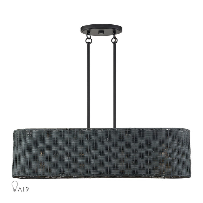 Livex Lighting - 60556-04 - Four Light Linear Chandelier - Weavington - Black