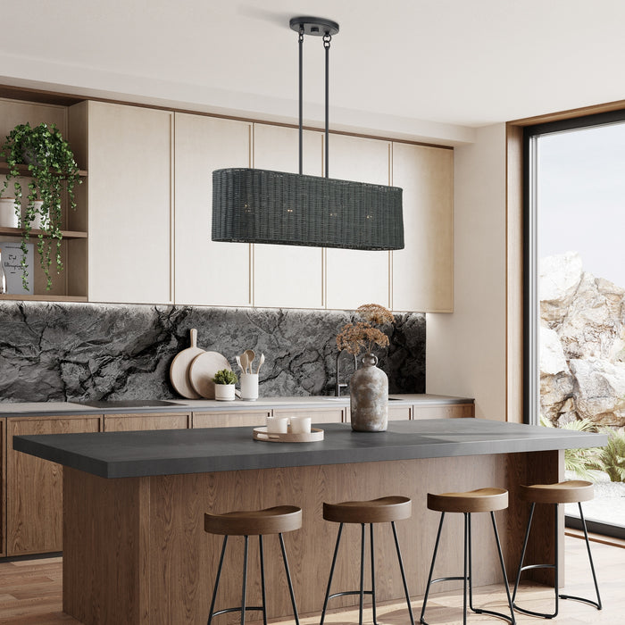 Livex Lighting - 60556-04 - Four Light Linear Chandelier - Weavington - Black