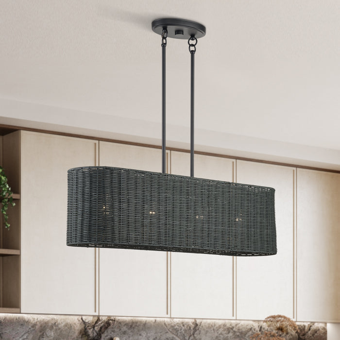 Livex Lighting - 60556-04 - Four Light Linear Chandelier - Weavington - Black