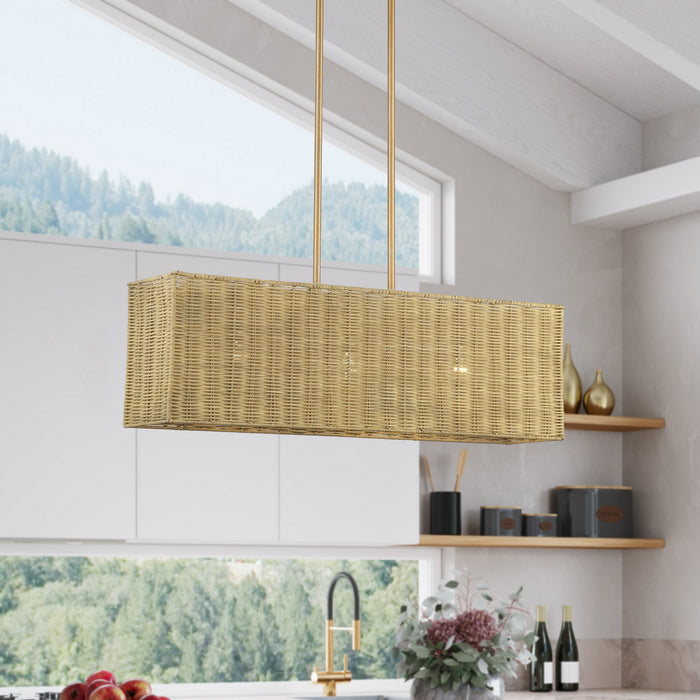 Livex Lighting - 60582-48 - Three Light Linear Chandelier - Weavington - Antique Gold Leaf
