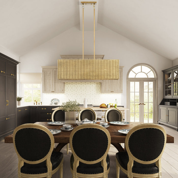 Livex Lighting - 60582-48 - Three Light Linear Chandelier - Weavington - Antique Gold Leaf