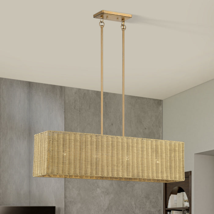 Livex Lighting - 60583-48 - Four Light Linear Chandelier - Weavington - Antique Gold Leaf