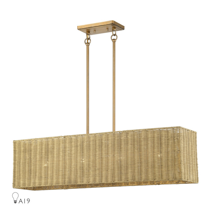 Livex Lighting - 60583-48 - Four Light Linear Chandelier - Weavington - Antique Gold Leaf