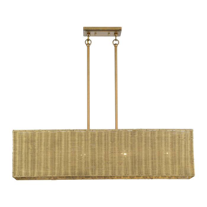 Livex Lighting - 60583-48 - Four Light Linear Chandelier - Weavington - Antique Gold Leaf