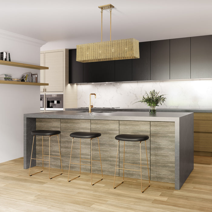 Livex Lighting - 60583-48 - Four Light Linear Chandelier - Weavington - Antique Gold Leaf