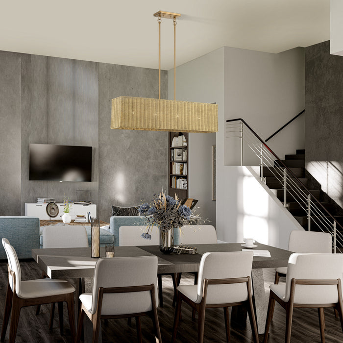 Livex Lighting - 60583-48 - Four Light Linear Chandelier - Weavington - Antique Gold Leaf