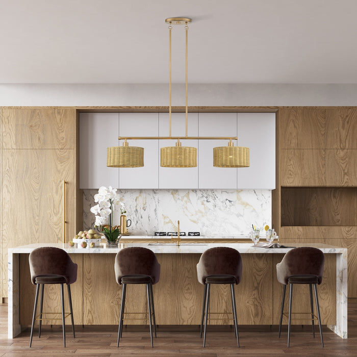 Livex Lighting - 60585-48 - Three Light Linear Chandelier - Weavington - Antique Gold Leaf