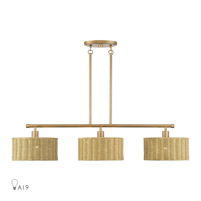 Livex Lighting - 60585-48 - Three Light Linear Chandelier - Weavington - Antique Gold Leaf