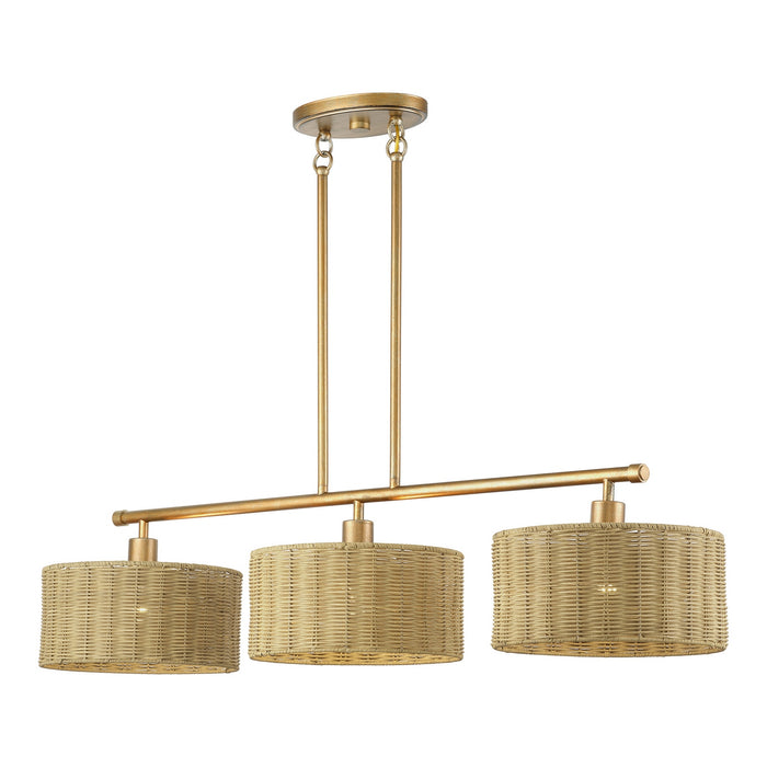 Livex Lighting - 60585-48 - Three Light Linear Chandelier - Weavington - Antique Gold Leaf