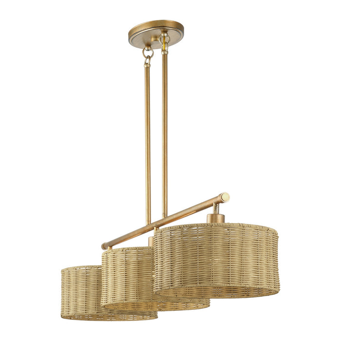 Livex Lighting - 60585-48 - Three Light Linear Chandelier - Weavington - Antique Gold Leaf