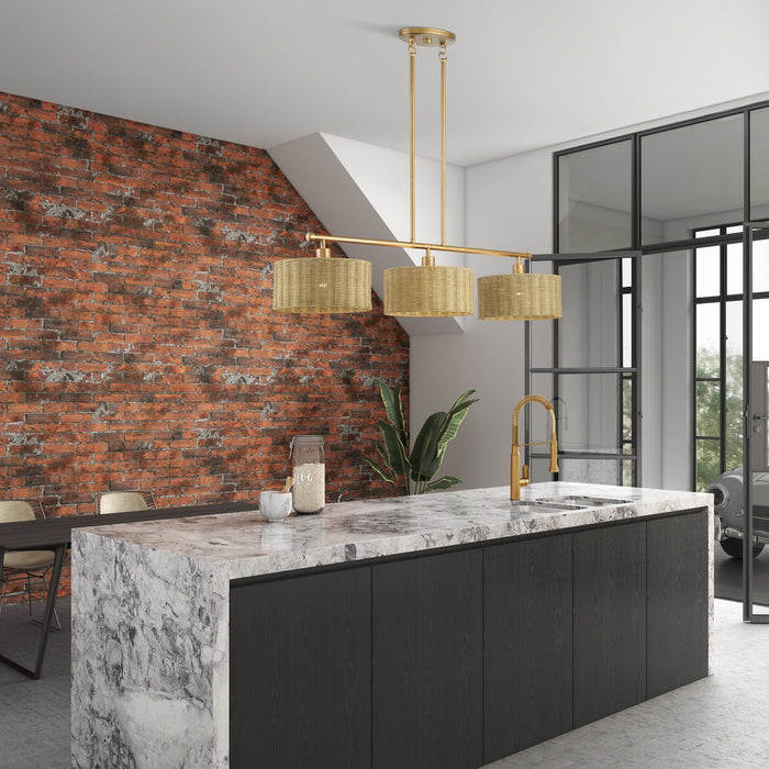 Livex Lighting - 60585-48 - Three Light Linear Chandelier - Weavington - Antique Gold Leaf