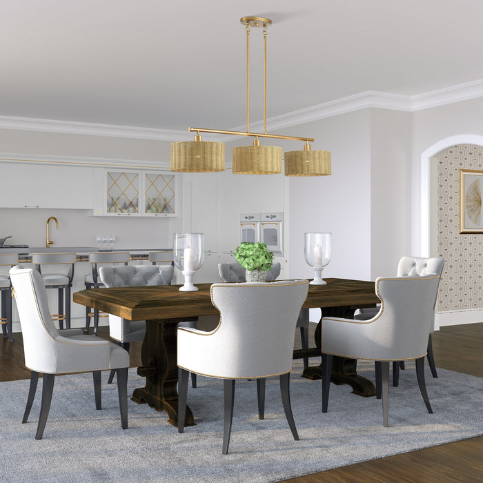 Livex Lighting - 60585-48 - Three Light Linear Chandelier - Weavington - Antique Gold Leaf