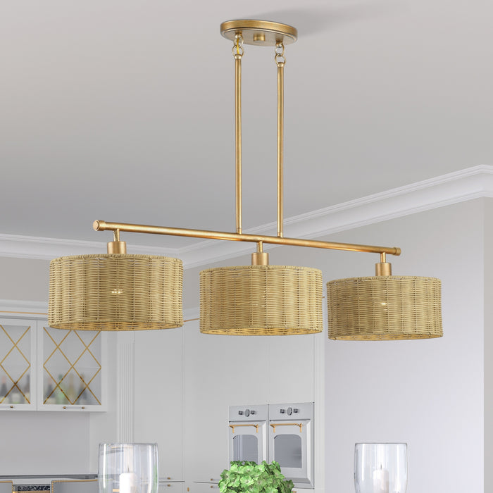 Livex Lighting - 60585-48 - Three Light Linear Chandelier - Weavington - Antique Gold Leaf