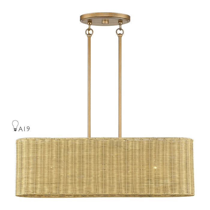 Livex Lighting - 60586-48 - Three Light Linear Chandelier - Weavington - Antique Gold Leaf