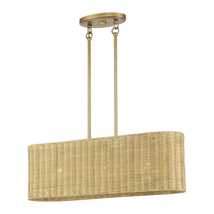 Livex Lighting - 60586-48 - Three Light Linear Chandelier - Weavington - Antique Gold Leaf