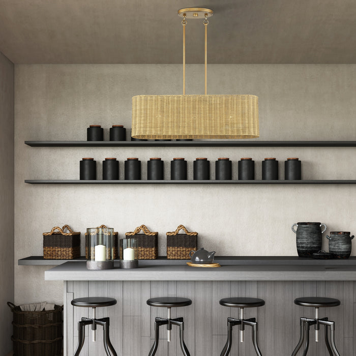 Livex Lighting - 60586-48 - Three Light Linear Chandelier - Weavington - Antique Gold Leaf