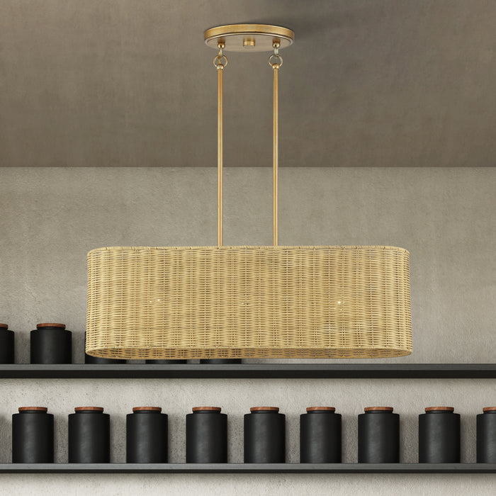 Livex Lighting - 60586-48 - Three Light Linear Chandelier - Weavington - Antique Gold Leaf