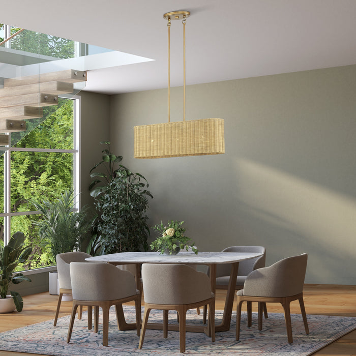 Livex Lighting - 60586-48 - Three Light Linear Chandelier - Weavington - Antique Gold Leaf