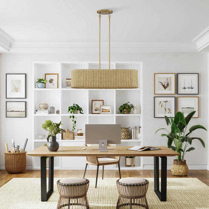 Livex Lighting - 60587-48 - Four Light Linear Chandelier - Weavington - Antique Gold Leaf