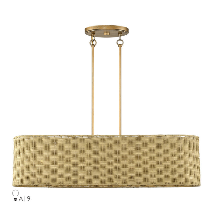 Livex Lighting - 60587-48 - Four Light Linear Chandelier - Weavington - Antique Gold Leaf