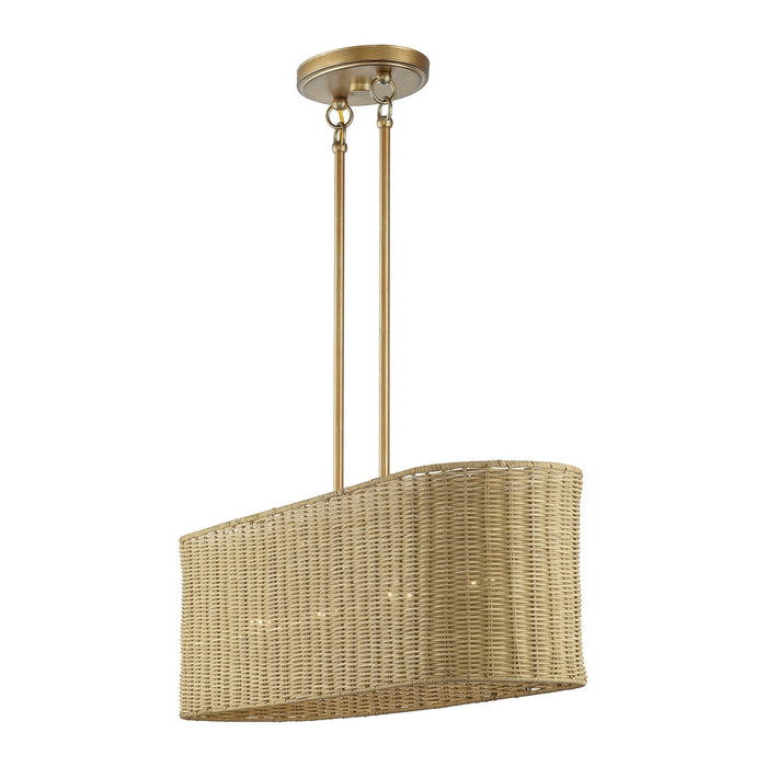 Livex Lighting - 60587-48 - Four Light Linear Chandelier - Weavington - Antique Gold Leaf