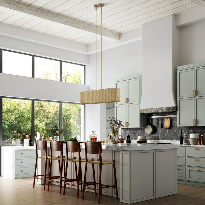 Livex Lighting - 60587-48 - Four Light Linear Chandelier - Weavington - Antique Gold Leaf