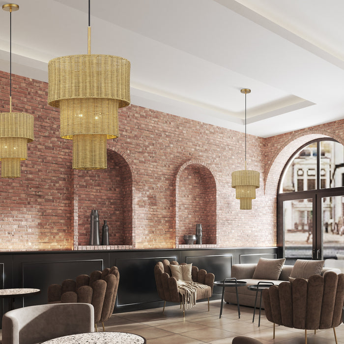 Livex Lighting - 60595-48 - Two Light Pendant - Weavington - Antique Gold Leaf