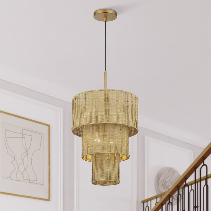 Livex Lighting - 60595-48 - Two Light Pendant - Weavington - Antique Gold Leaf