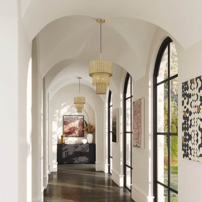 Livex Lighting - 60595-48 - Two Light Pendant - Weavington - Antique Gold Leaf