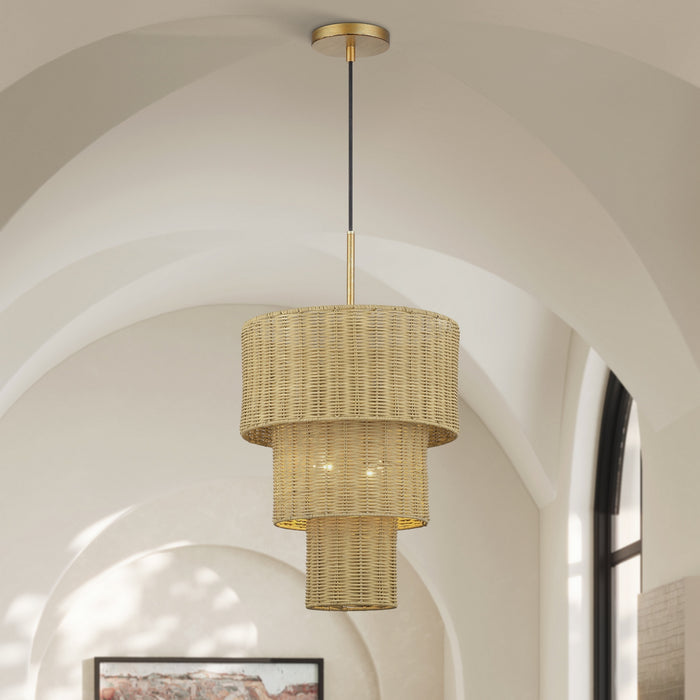 Livex Lighting - 60595-48 - Two Light Pendant - Weavington - Antique Gold Leaf