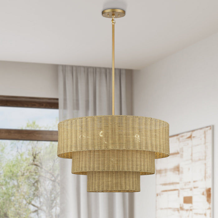 Livex Lighting - 60596-48 - Six Light Chandelier - Weavington - Antique Gold Leaf