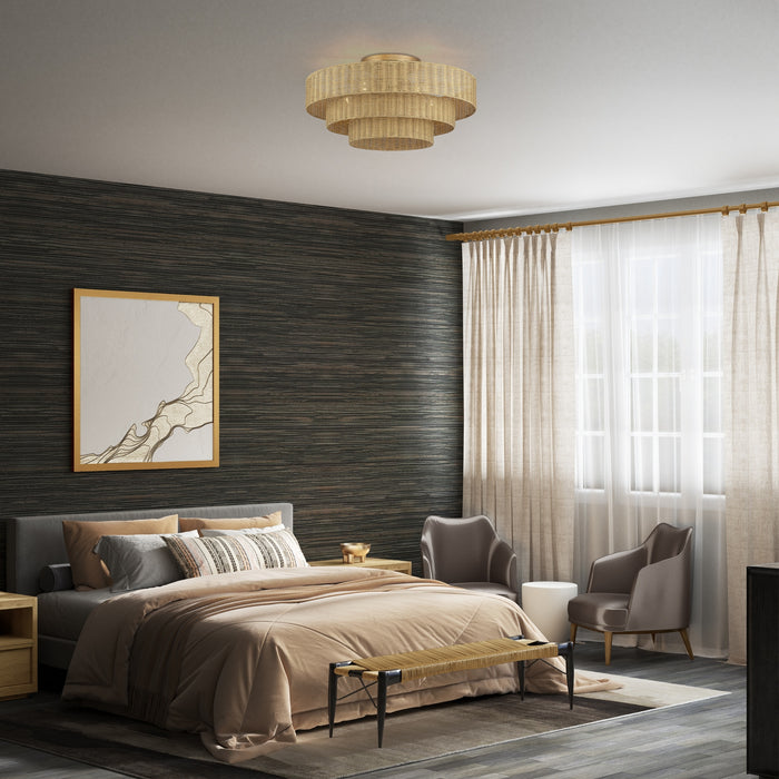 Livex Lighting - 60599-48 - Five Light Semi-Flush Mount - Weavington - Antique Gold Leaf