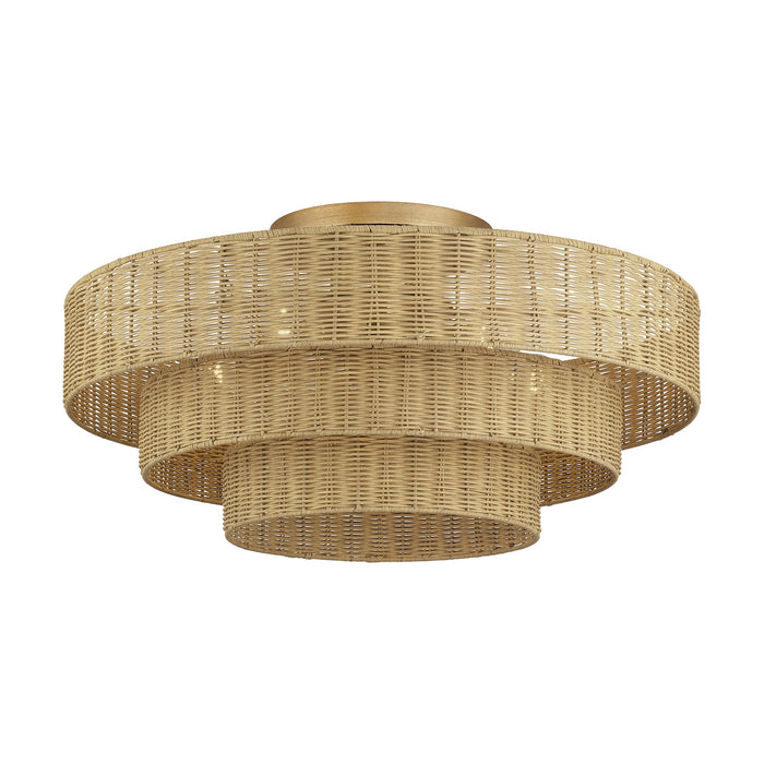Livex Lighting - 60599-48 - Five Light Semi-Flush Mount - Weavington - Antique Gold Leaf