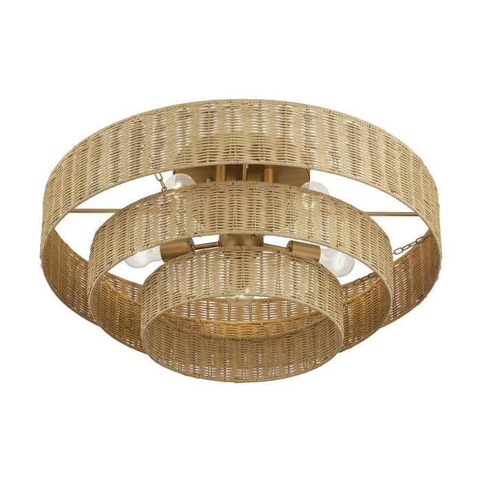 Livex Lighting - 60599-48 - Five Light Semi-Flush Mount - Weavington - Antique Gold Leaf