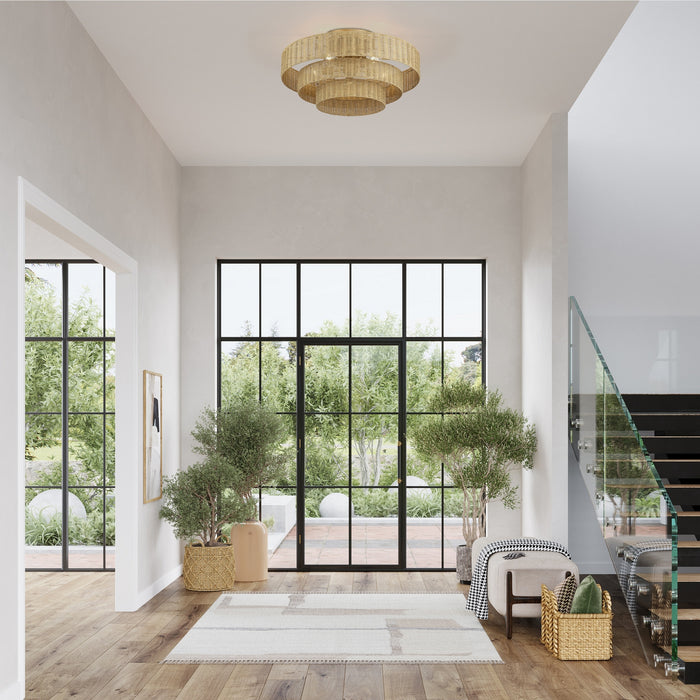 Livex Lighting - 60599-48 - Five Light Semi-Flush Mount - Weavington - Antique Gold Leaf