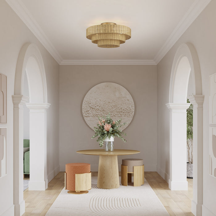 Livex Lighting - 60599-48 - Five Light Semi-Flush Mount - Weavington - Antique Gold Leaf