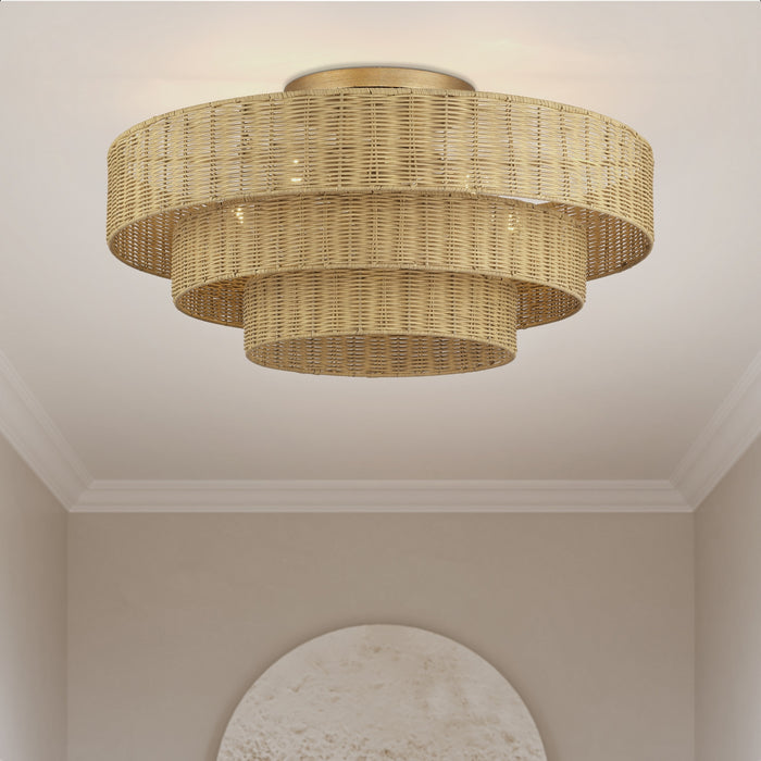 Livex Lighting - 60599-48 - Five Light Semi-Flush Mount - Weavington - Antique Gold Leaf