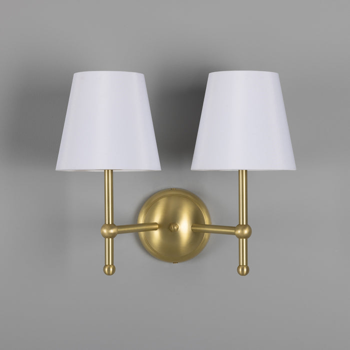Mullan Lighting - MLWL446SATBRS/MLFS012WTE - Two Light Wall Sconce - Bursa - Satin Brass